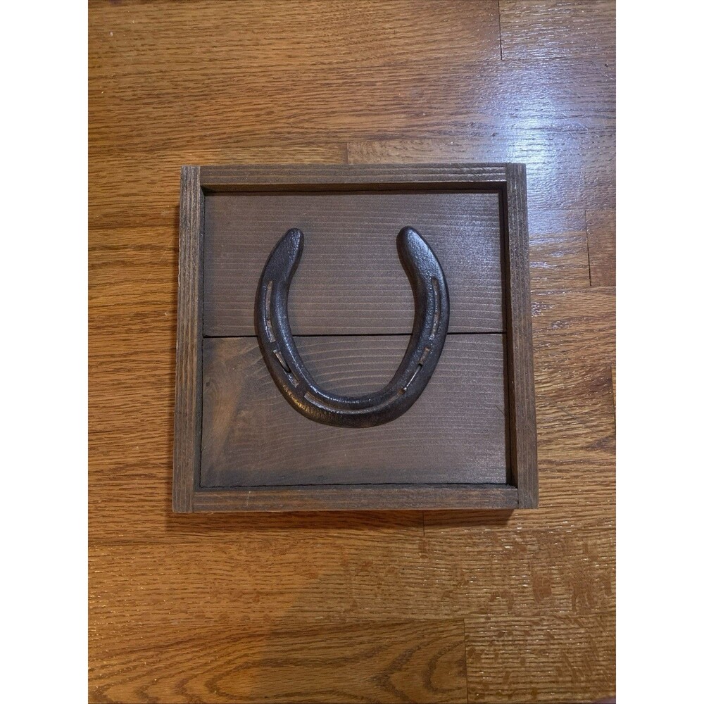 Rustic Horseshoe Wall Decor – Hand Forged Metal on Reclaimed Wood - Vintage